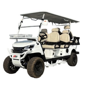 4+2 Seater White Electric Golf Cart, 6 Passenger Family Use Buggy for Daily Commuting & Neighborhood Travel