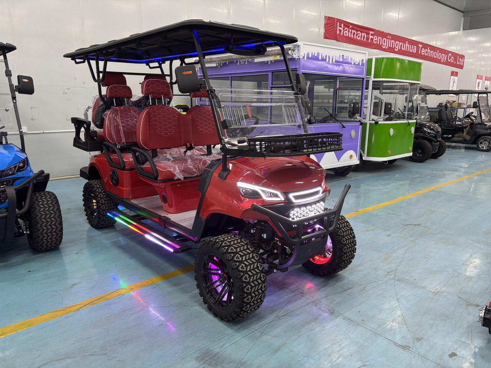 77EV electric golf cart and leisure EV factory showroom with configurable vehicles